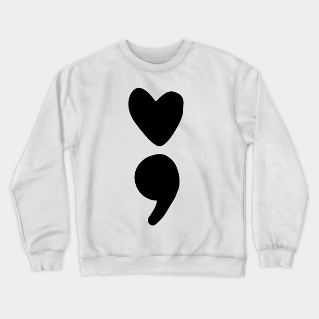 semicolon heart (black) Crewneck Sweatshirt by mystudiocreate